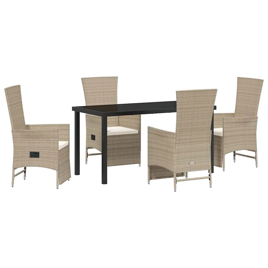 Ensemble de salle à manger pour jardin 5 pcs Beige polyrotin - 2