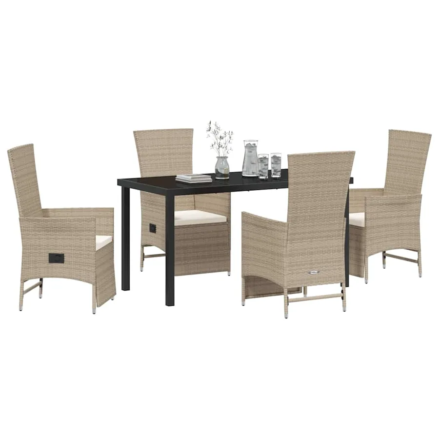 Ensemble de salle à manger pour jardin 5 pcs Beige polyrotin - 3