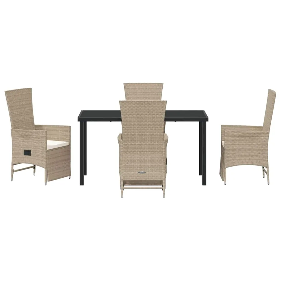 Ensemble de salle à manger pour jardin 5 pcs Beige polyrotin - 7