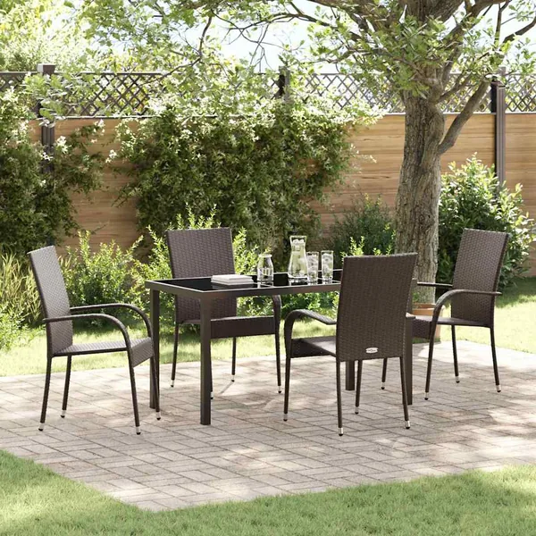 Ensemble de salle à manger pour jardin 5 pcs Marron