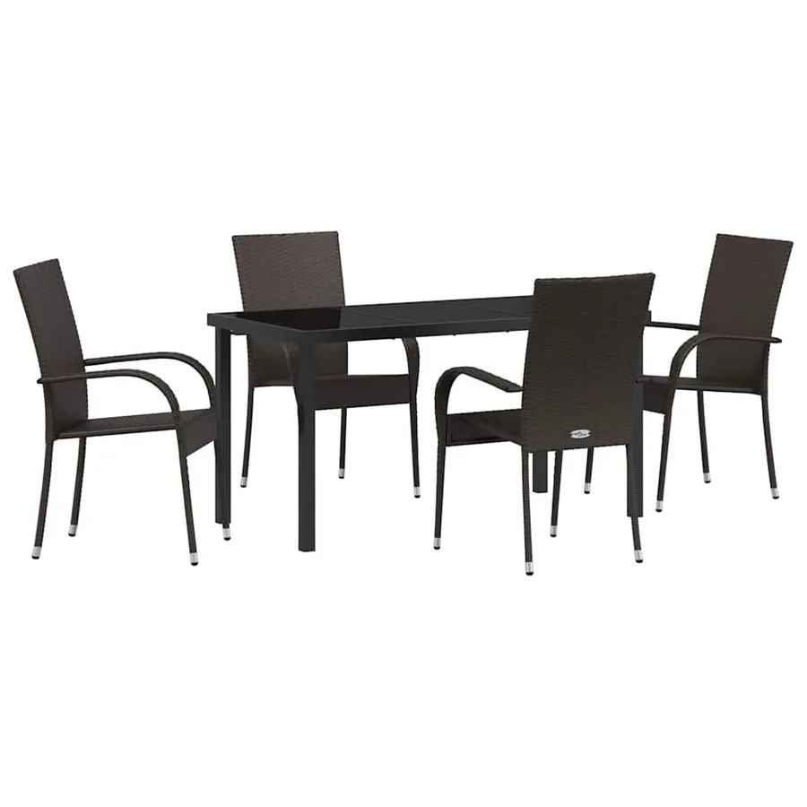 Ensemble de salle à manger pour jardin 5 pcs Marron - 2