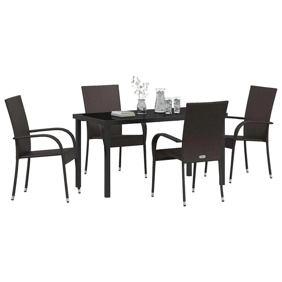 Ensemble de salle à manger pour jardin 5 pcs Marron - 3