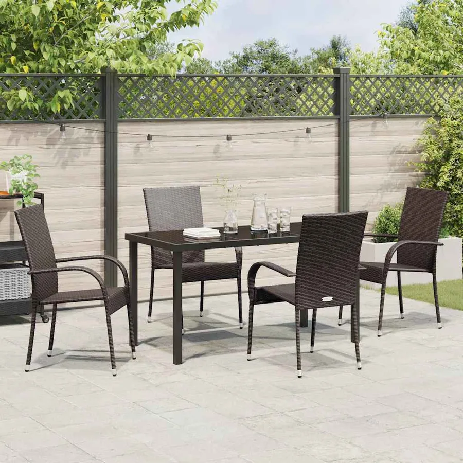 Ensemble de salle à manger pour jardin 5 pcs Marron - 4