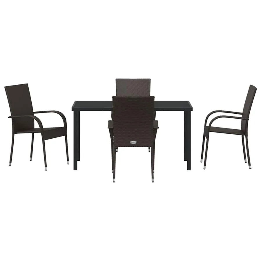 Ensemble de salle à manger pour jardin 5 pcs Marron - 7