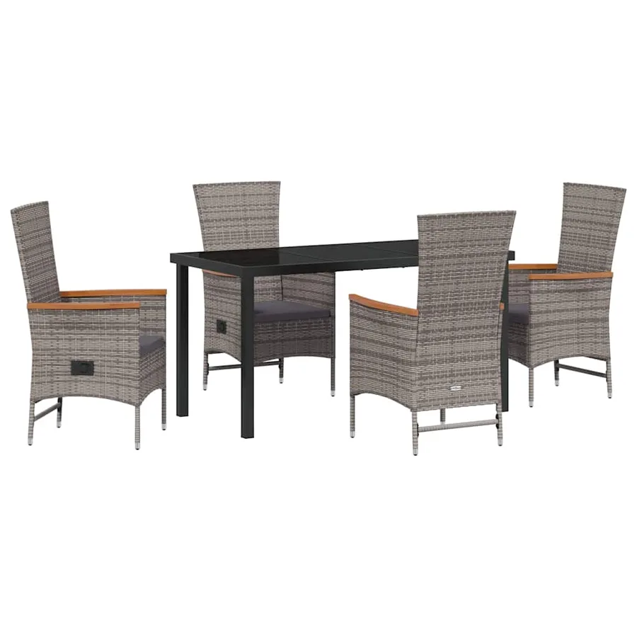 Ensemble de salle à manger pour jardin avec coussin 5 pcs Gris - 2