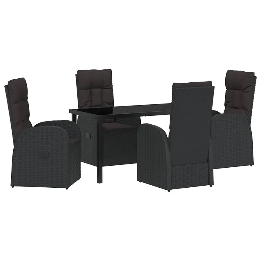 Ensemble de salle à manger pour jardin 5 pcs Noir polyrotin - 2