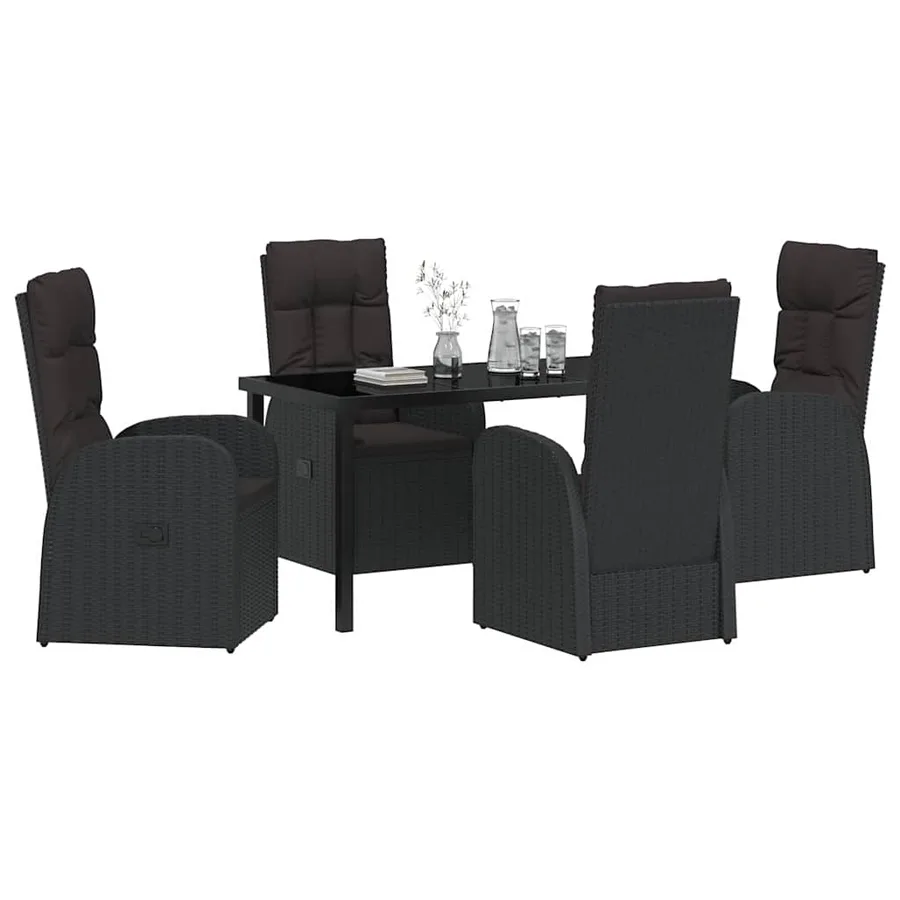 Ensemble de salle à manger pour jardin 5 pcs Noir polyrotin - 3