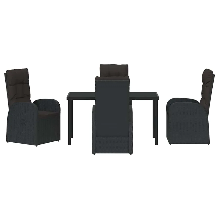 Ensemble de salle à manger pour jardin 5 pcs Noir polyrotin - 7