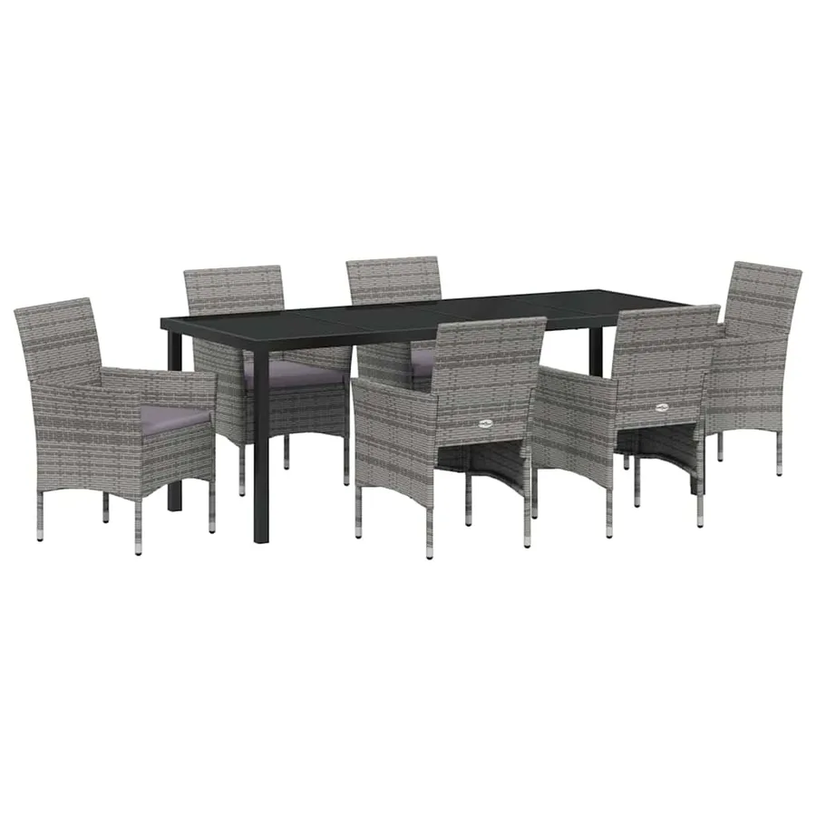 Ensemble de salle à manger pour jardin 7 pcs Gris polyrotin - 2