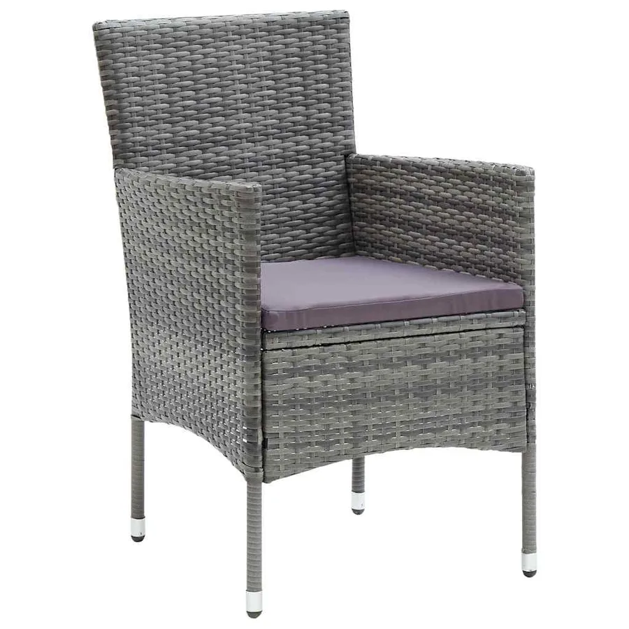 Ensemble de salle à manger pour jardin 7 pcs Gris polyrotin - 6