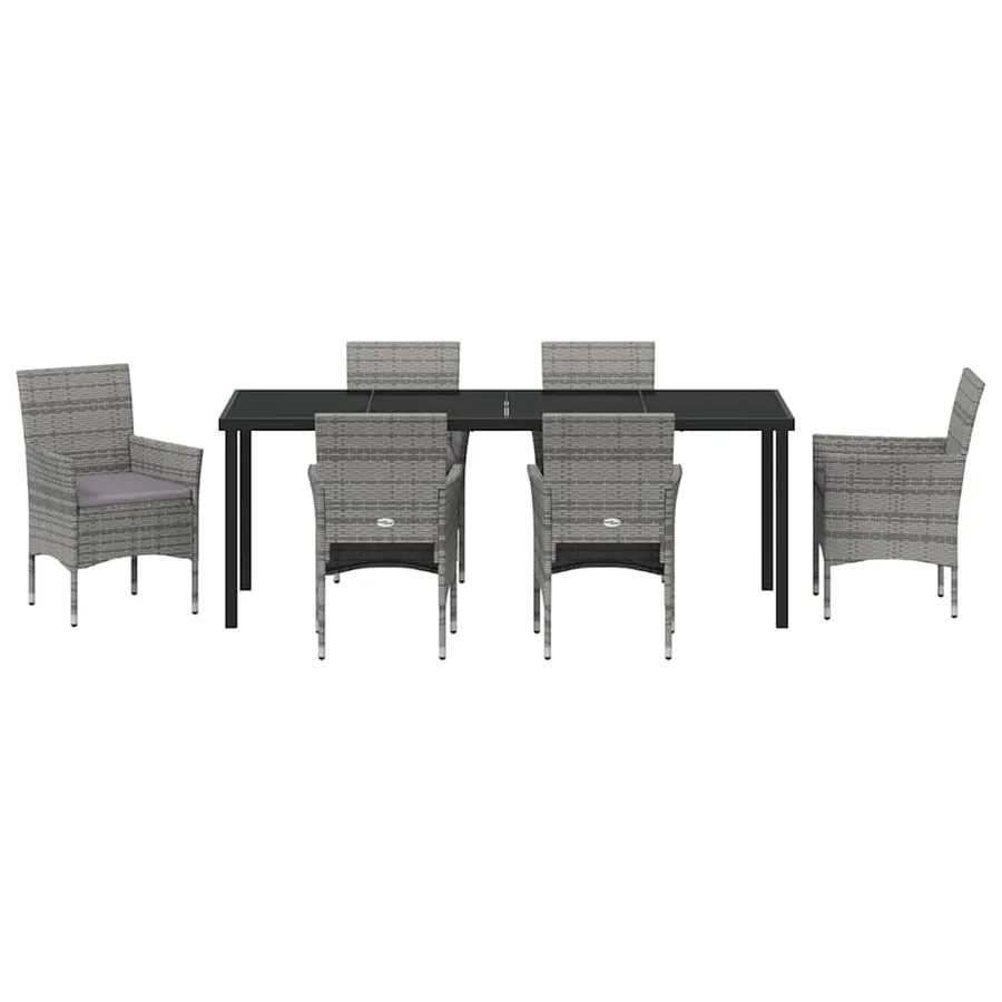 Ensemble de salle à manger pour jardin 7 pcs Gris polyrotin - 7