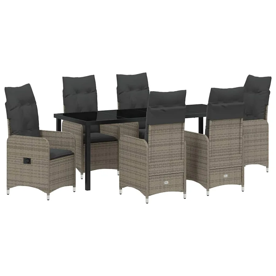 Ensemble de salle à manger pour jardin 7 pcs Gris polyrotin - 2