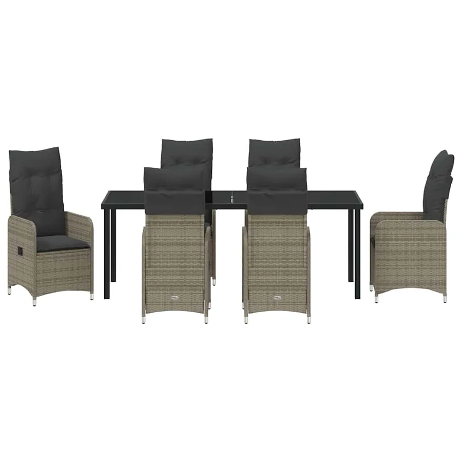 Ensemble de salle à manger pour jardin 7 pcs Gris polyrotin - 7