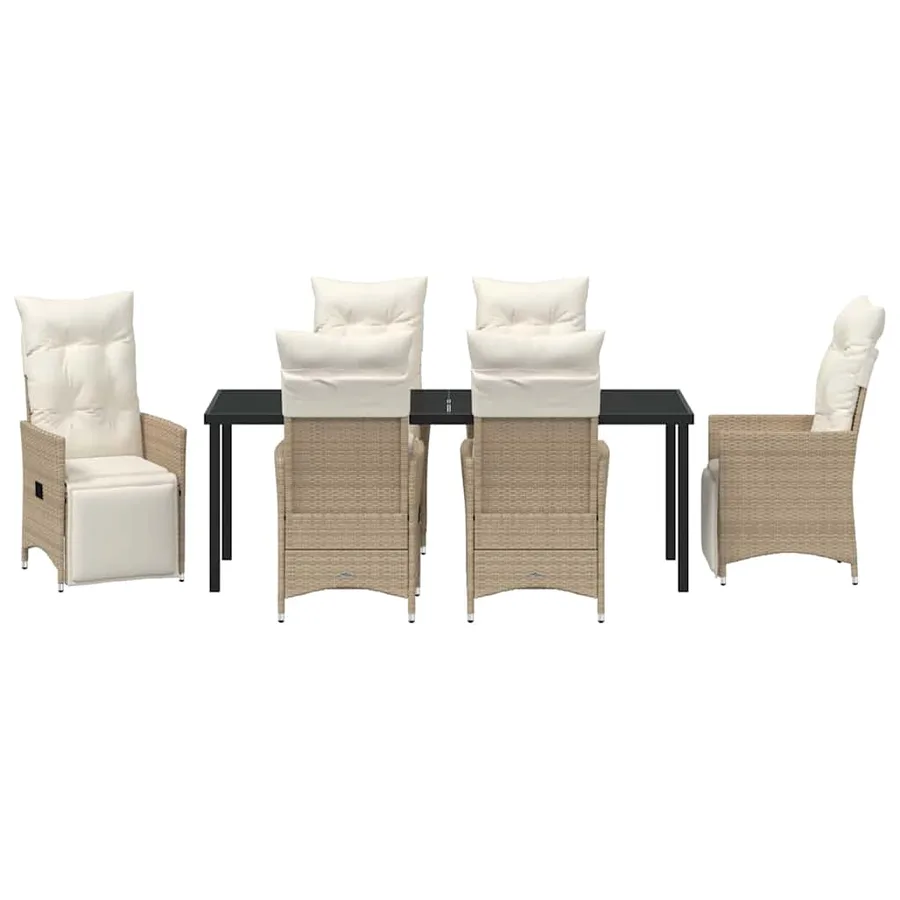 Ensemble de salle à manger pour jardin 7 pcs Beige polyrotin - 7