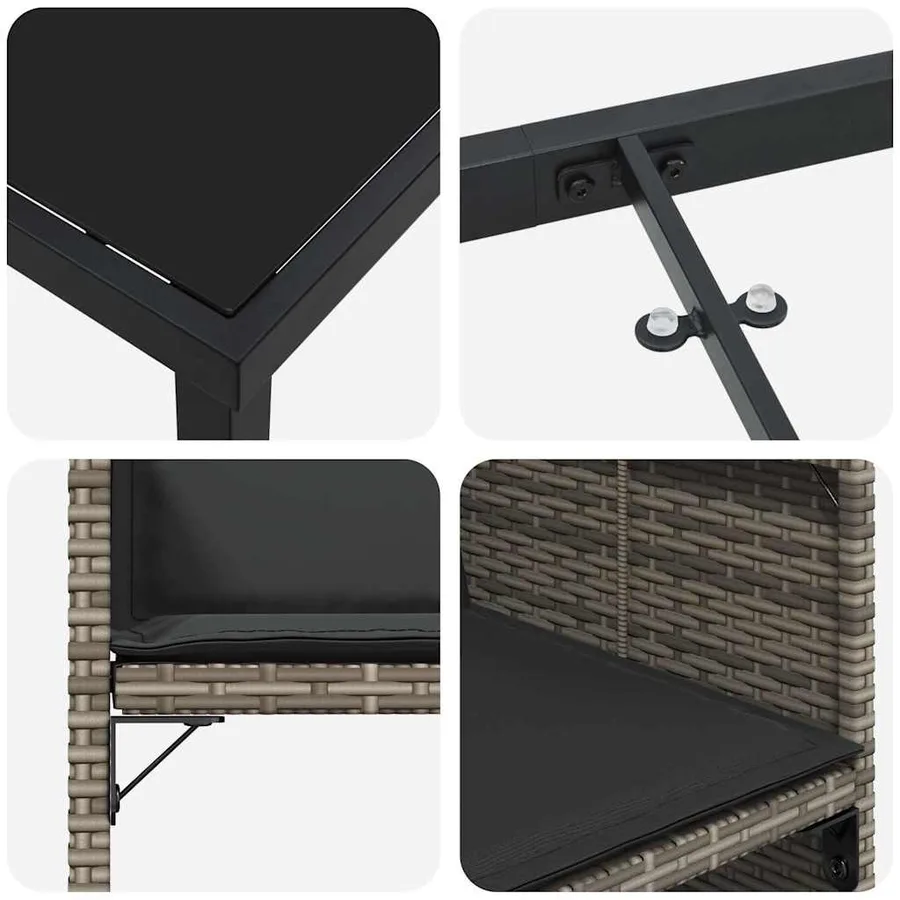 Ensemble de salle à manger pour jardin 9 pcs Gris polyrotin - 9