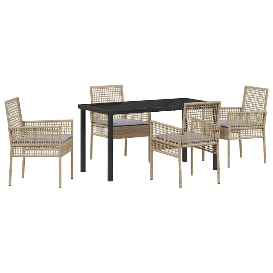 Ensemble de salle à manger pour jardin 5 pcs Beige polyrotin - 2