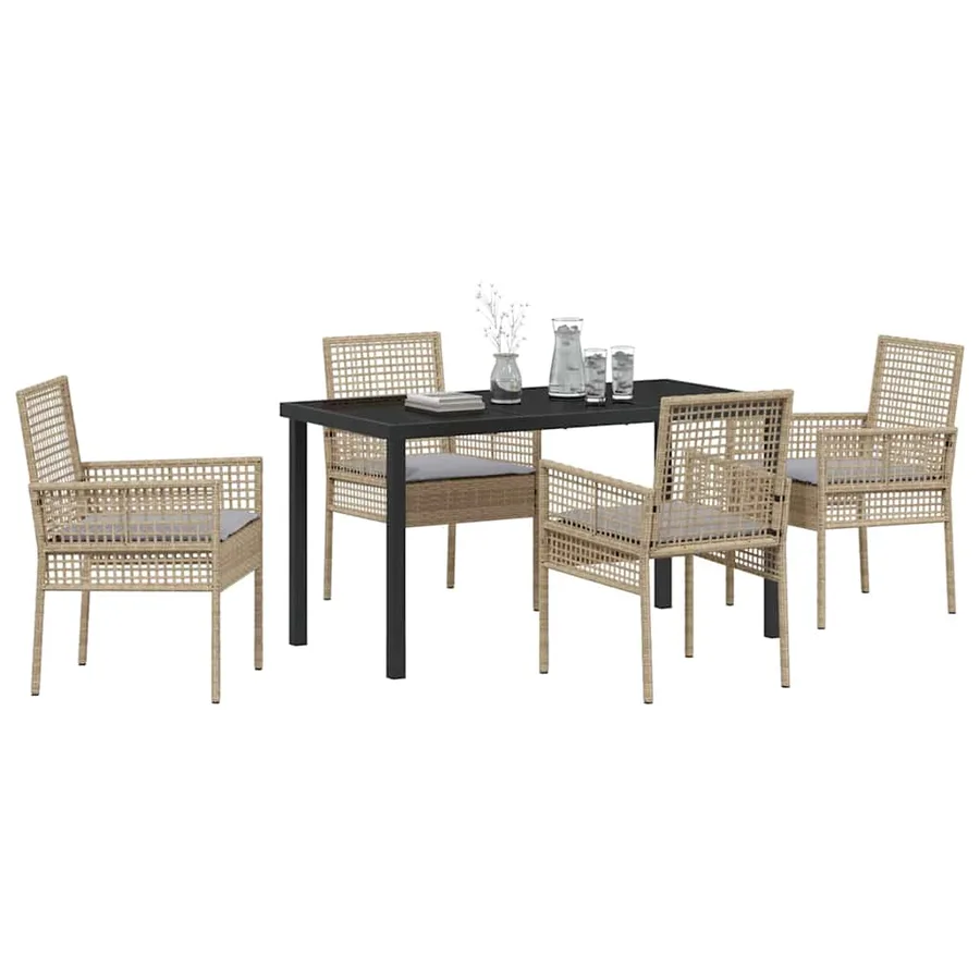 Ensemble de salle à manger pour jardin 5 pcs Beige polyrotin - 3
