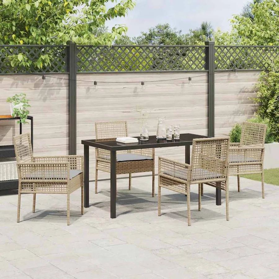 Ensemble de salle à manger pour jardin 5 pcs Beige polyrotin - 4