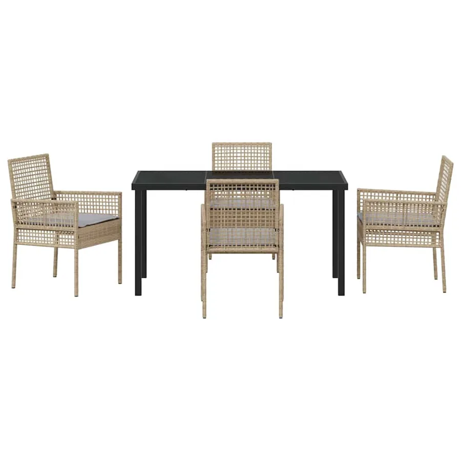 Ensemble de salle à manger pour jardin 5 pcs Beige polyrotin - 7