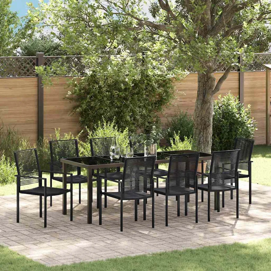 Ensemble de salle à manger pour jardin 9 pcs Noir