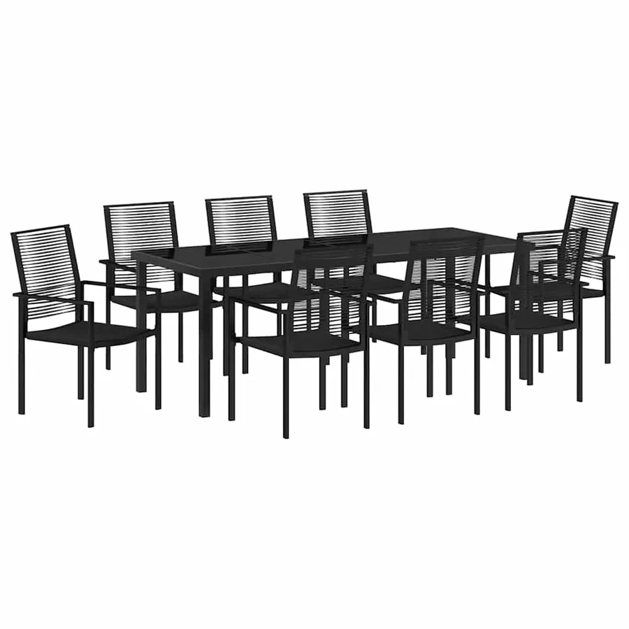 Ensemble de salle à manger pour jardin 9 pcs Noir - 2