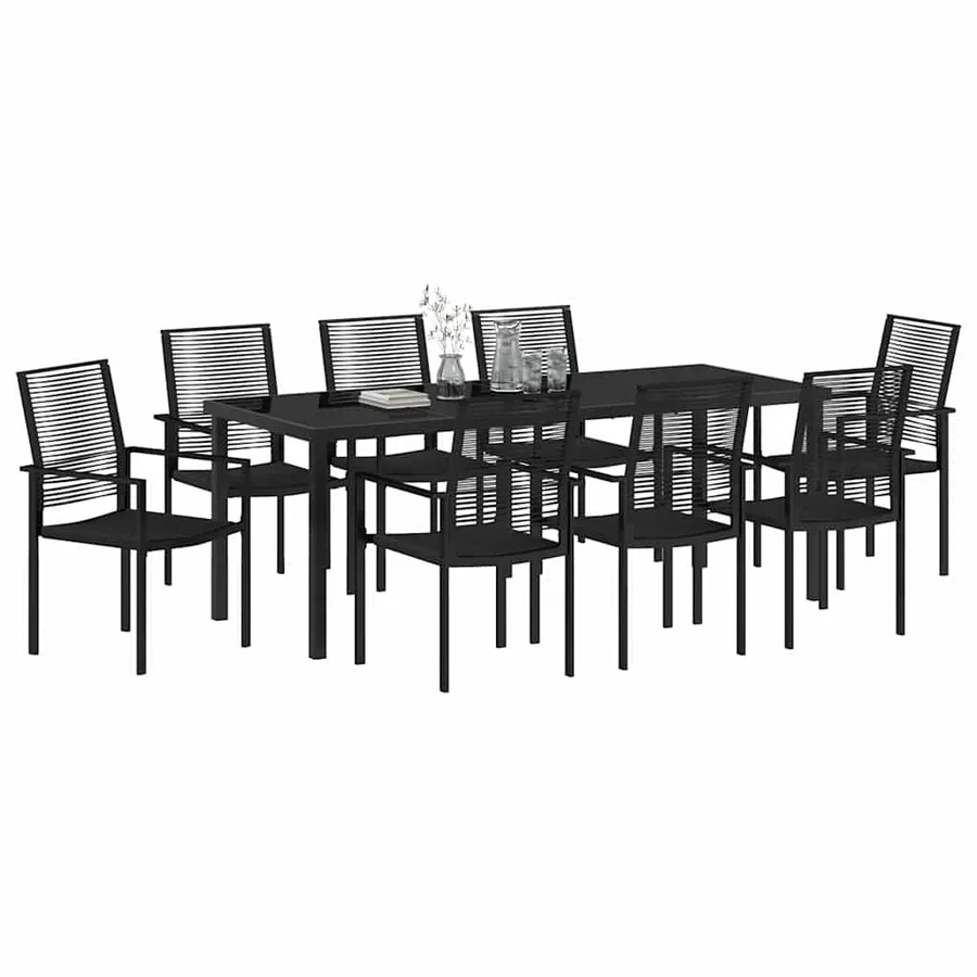 Ensemble de salle à manger pour jardin 9 pcs Noir - 3
