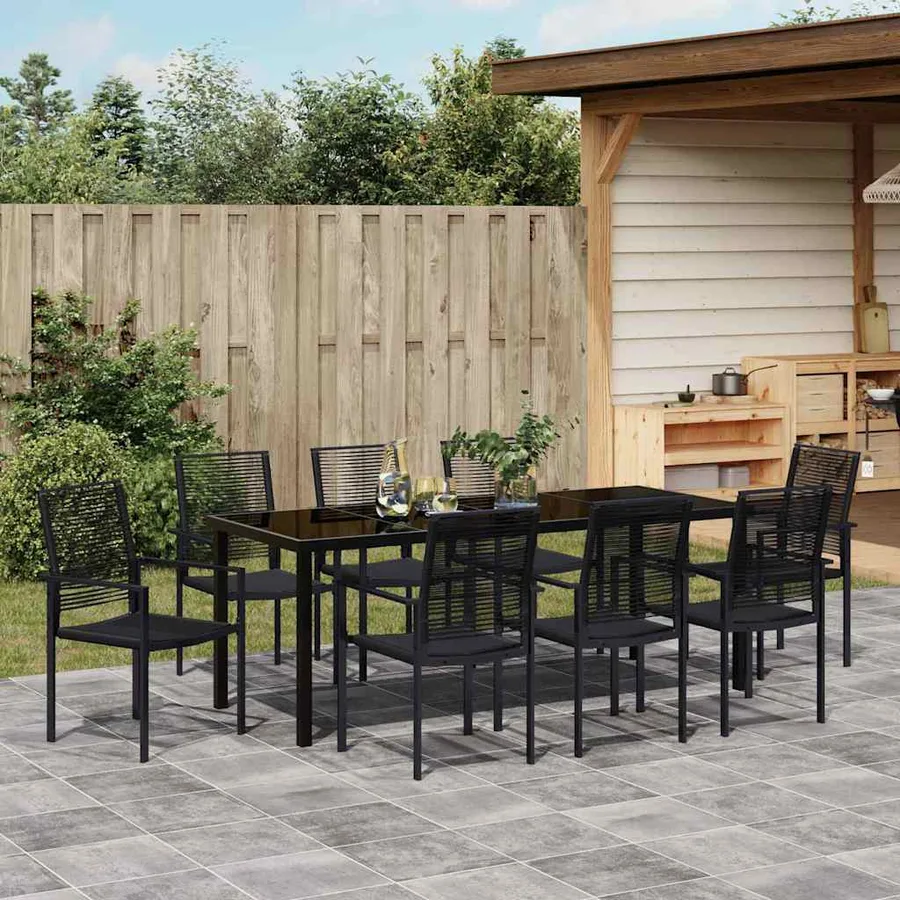 Ensemble de salle à manger pour jardin 9 pcs Noir - 4