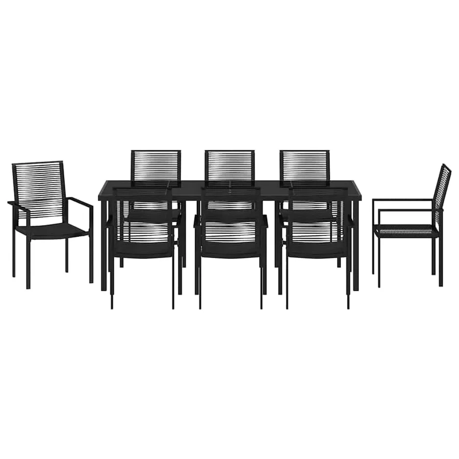 Ensemble de salle à manger pour jardin 9 pcs Noir - 7