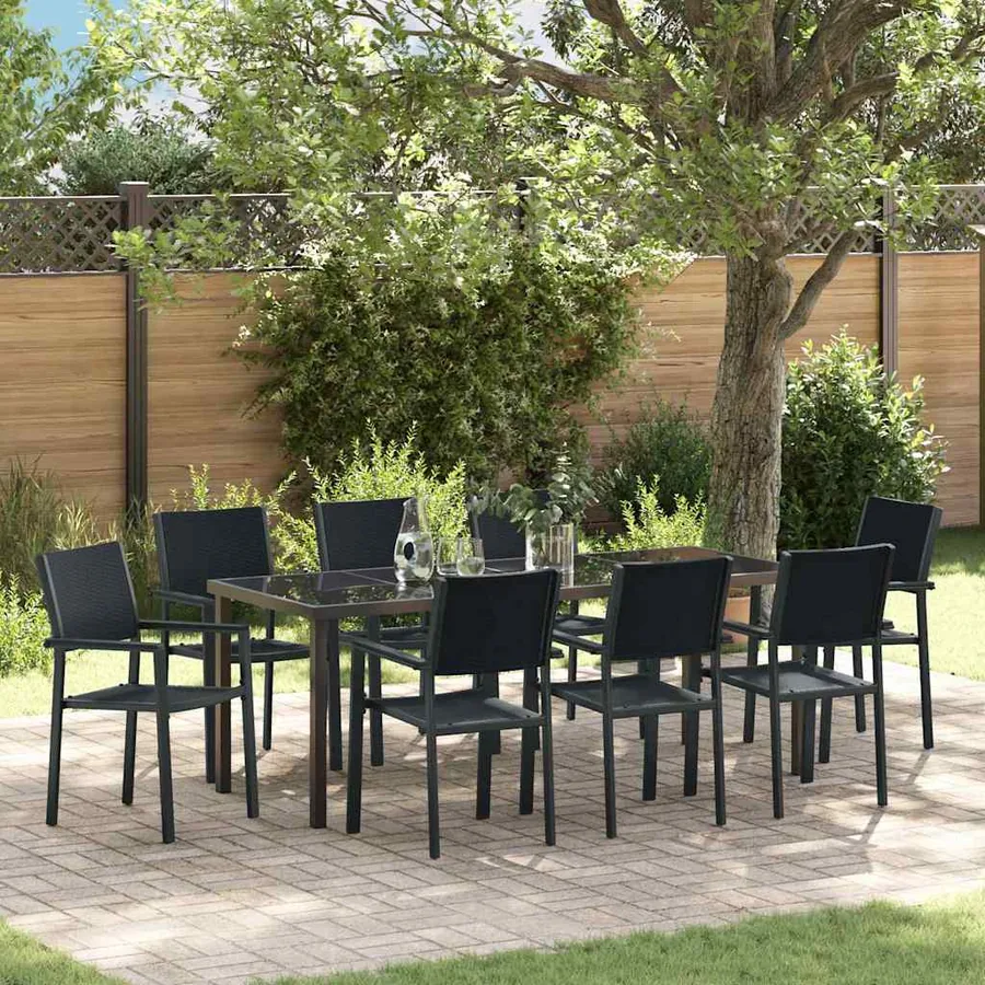 Ensemble de salle à manger pour jardin 9 pcs Noir