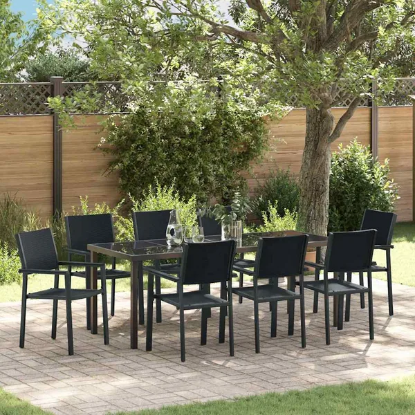 Ensemble de salle à manger pour jardin 9 pcs Noir