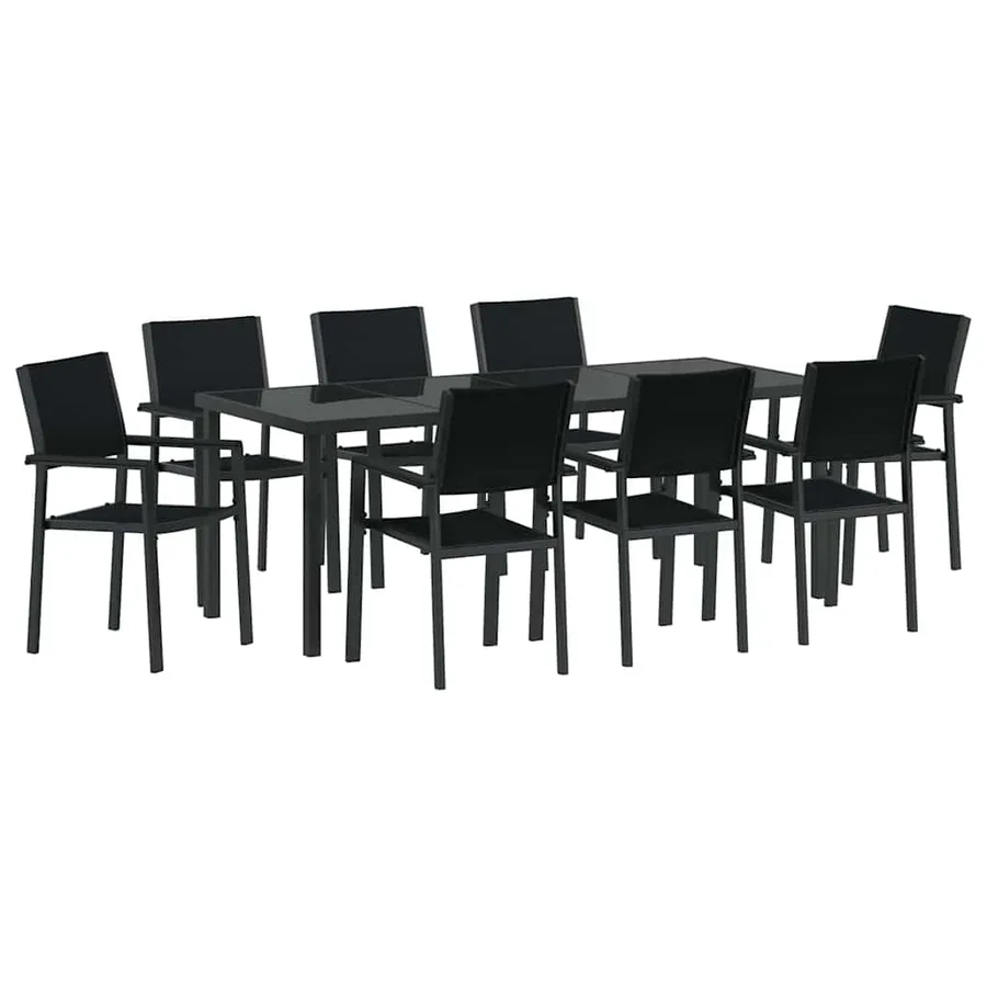 Ensemble de salle à manger pour jardin 9 pcs Noir - 2