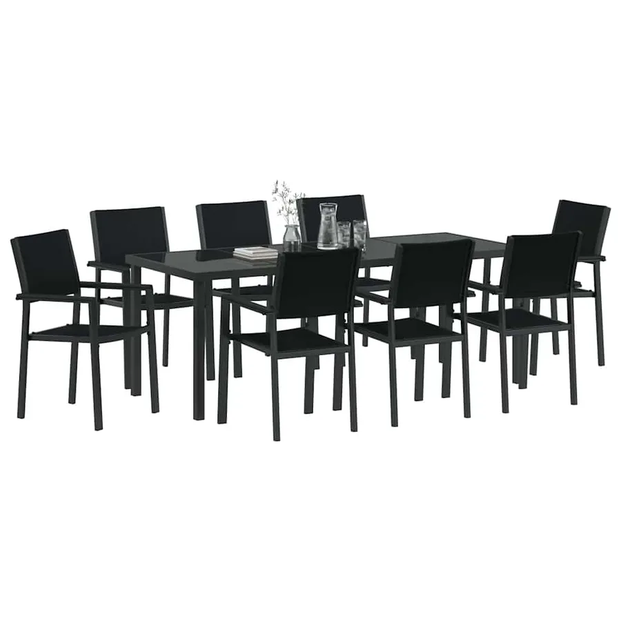 Ensemble de salle à manger pour jardin 9 pcs Noir - 3