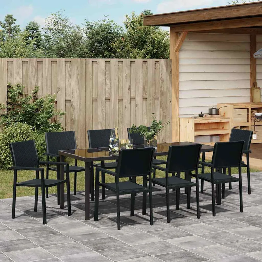 Ensemble de salle à manger pour jardin 9 pcs Noir - 4