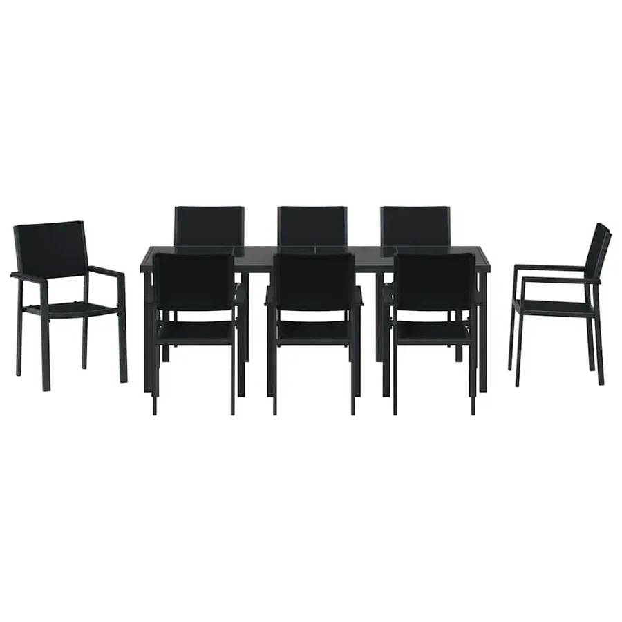 Ensemble de salle à manger pour jardin 9 pcs Noir - 7