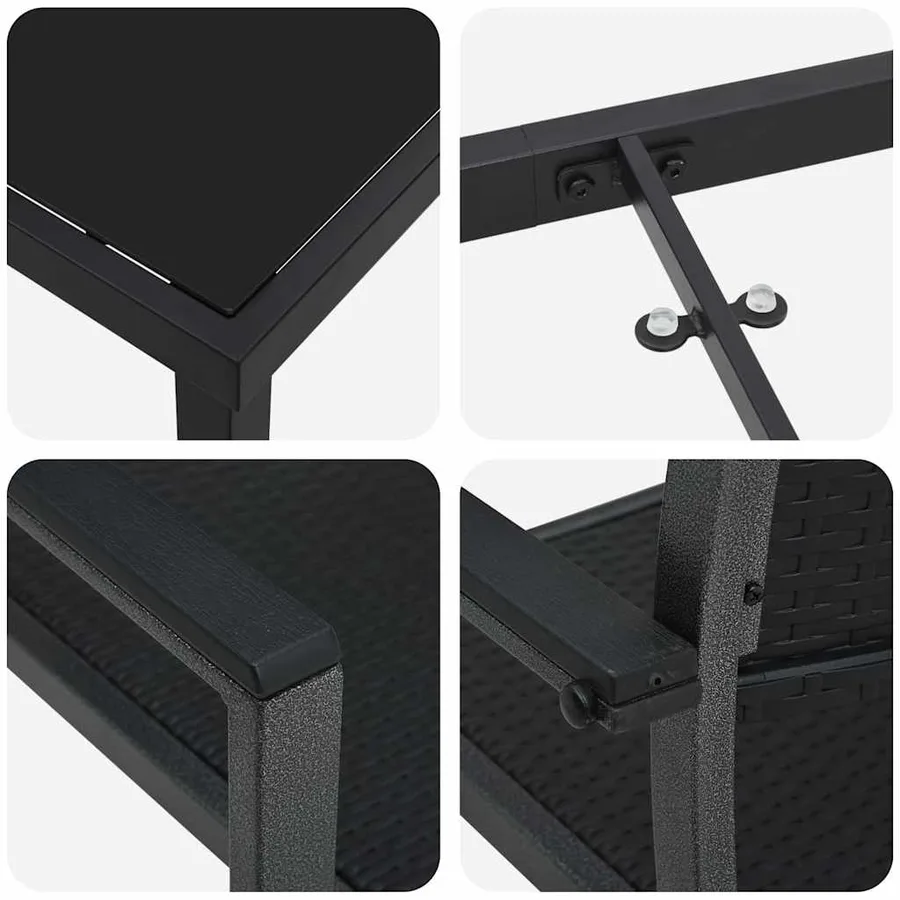 Ensemble de salle à manger pour jardin 9 pcs Noir - 9