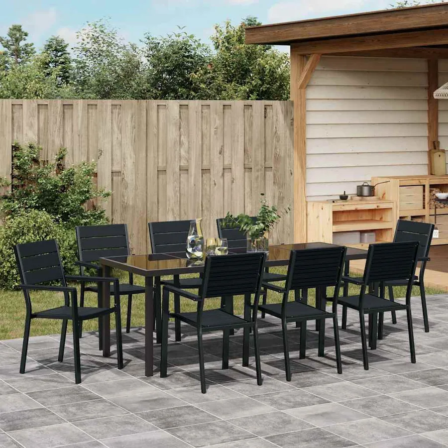 Ensemble de salle à manger pour jardin 9 pcs Noir - 4