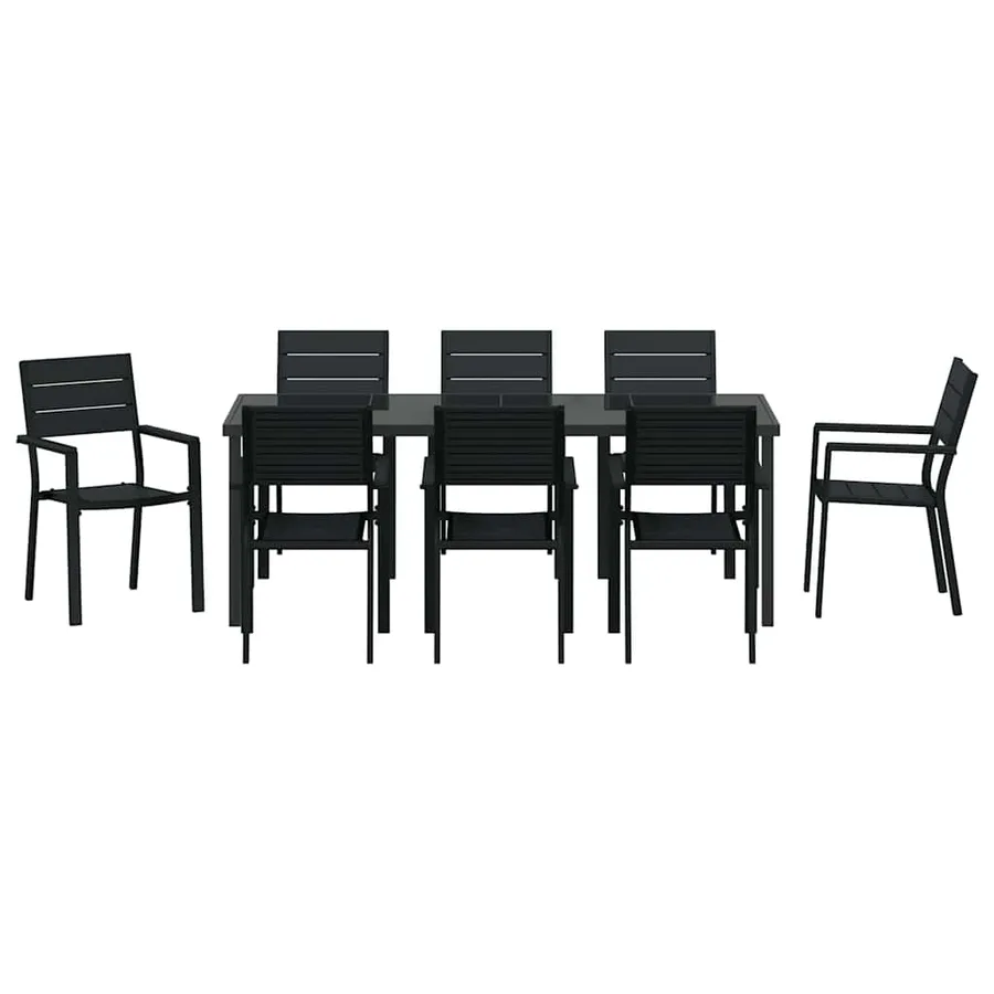 Ensemble de salle à manger pour jardin 9 pcs Noir - 7