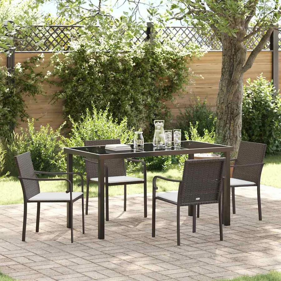 Ensemble de salle à manger pour jardin 5 pcs Marron et Noir