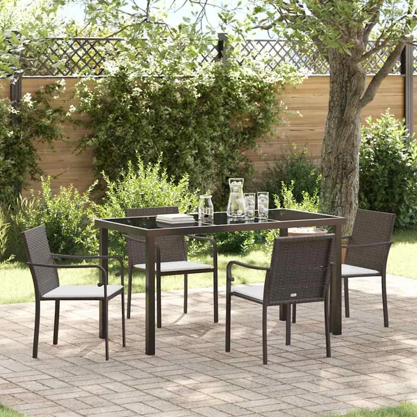 Ensemble de salle à manger pour jardin 5 pcs Marron et Noir