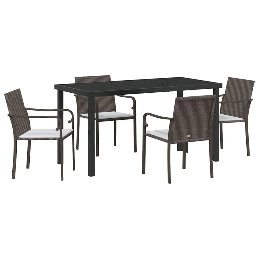 Ensemble de salle à manger pour jardin 5 pcs Marron et Noir - 2