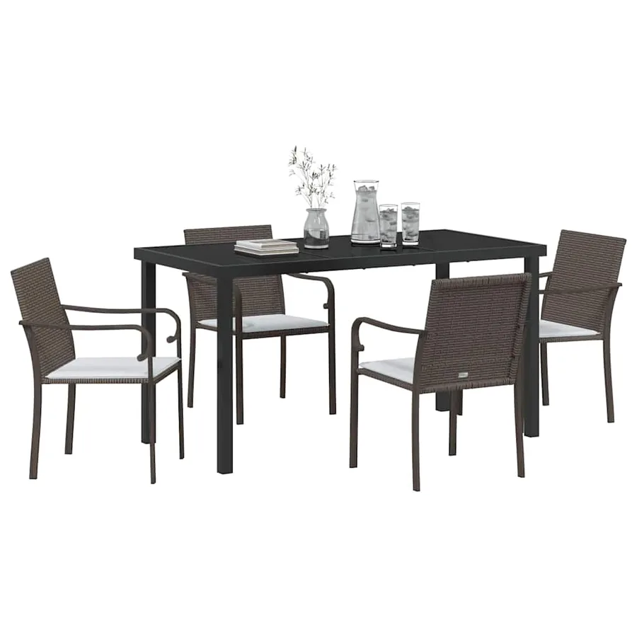 Ensemble de salle à manger pour jardin 5 pcs Marron et Noir - 3