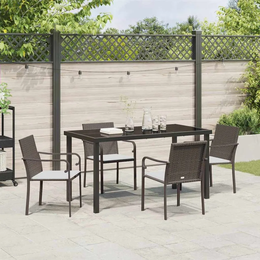 Ensemble de salle à manger pour jardin 5 pcs Marron et Noir - 4