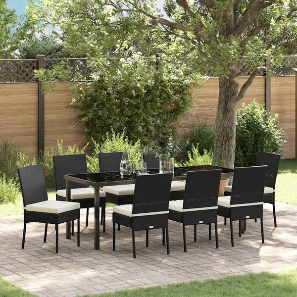 Ensemble de salle à manger pour jardin 9 pcs Noir
