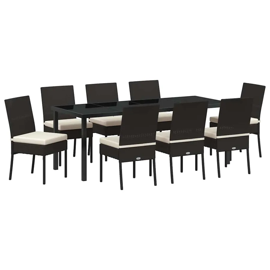 Ensemble de salle à manger pour jardin 9 pcs Noir - 2