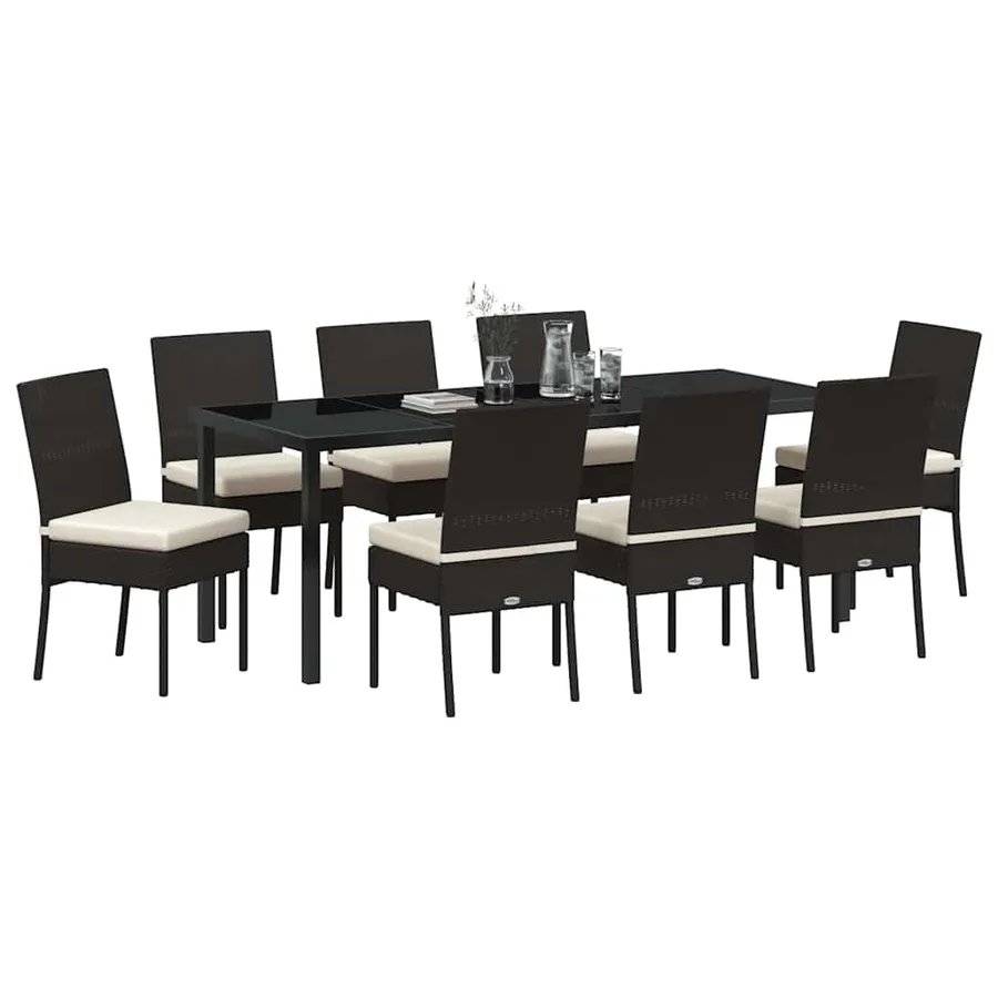 Ensemble de salle à manger pour jardin 9 pcs Noir - 3