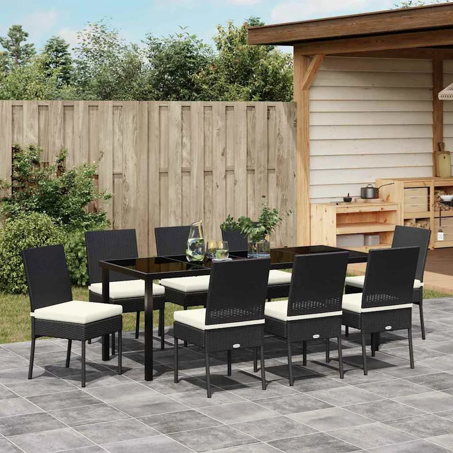 Ensemble de salle à manger pour jardin 9 pcs Noir - 4