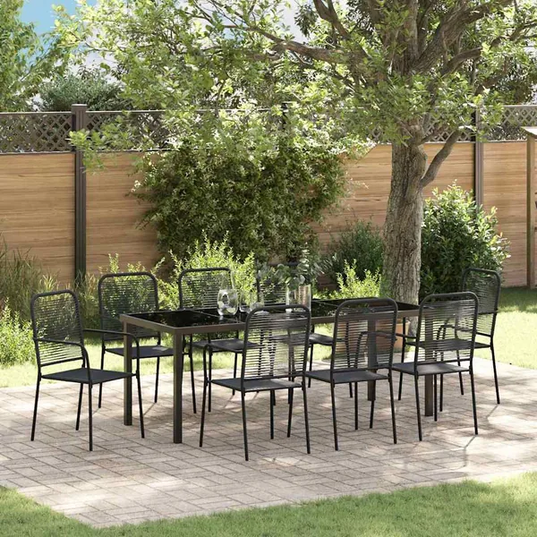 Ensemble de salle à manger pour jardin 9 pcs Noir