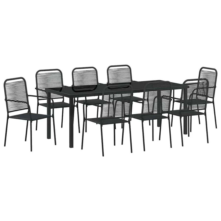 Ensemble de salle à manger pour jardin 9 pcs Noir - 2