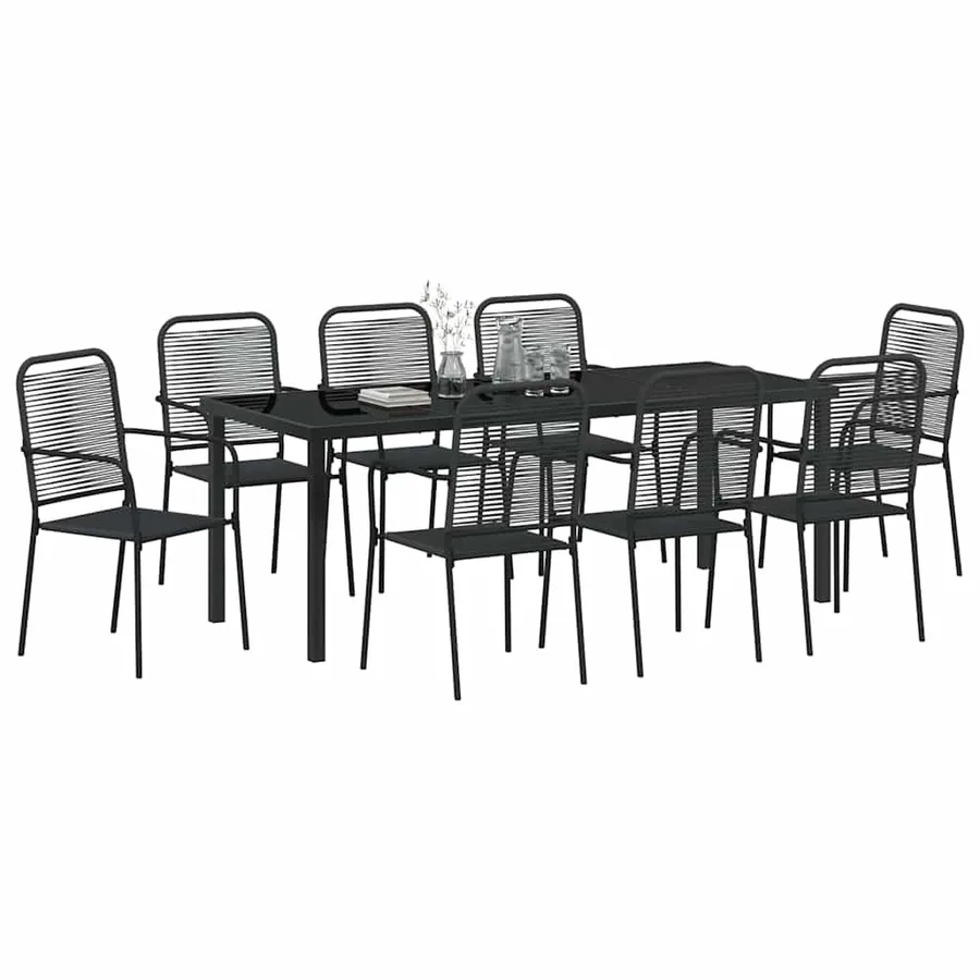 Ensemble de salle à manger pour jardin 9 pcs Noir - 3