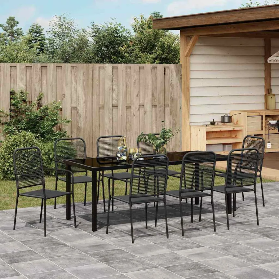 Ensemble de salle à manger pour jardin 9 pcs Noir - 4